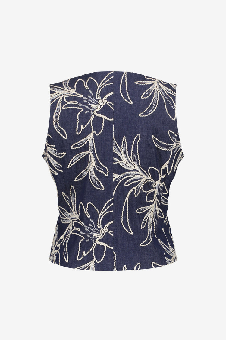 Geisha gilet met geborduurd bloemenpatroon