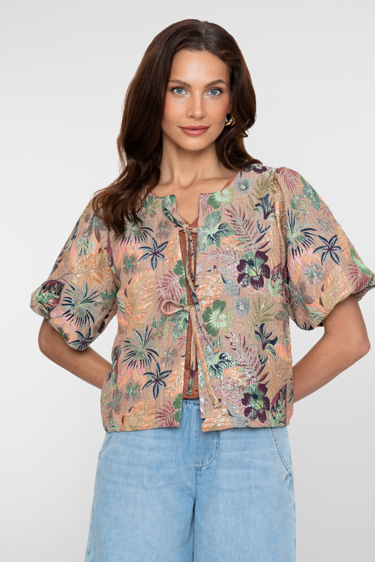 Geisha blouse met strikken en lurex