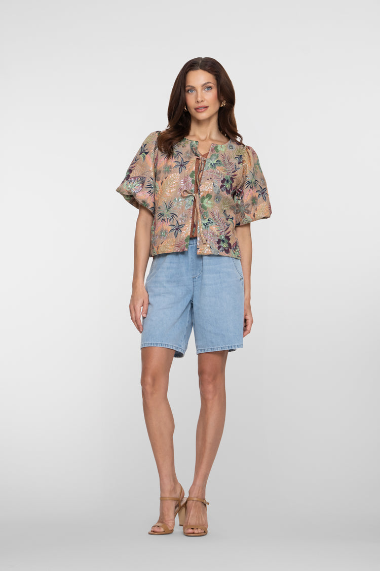 Geisha blouse met strikken en lurex