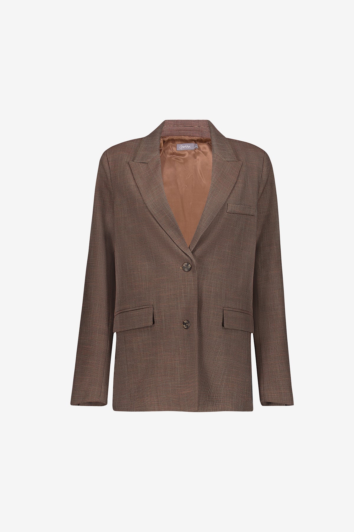 Geisha blazer met subtiel ruitdessin en splitdetail