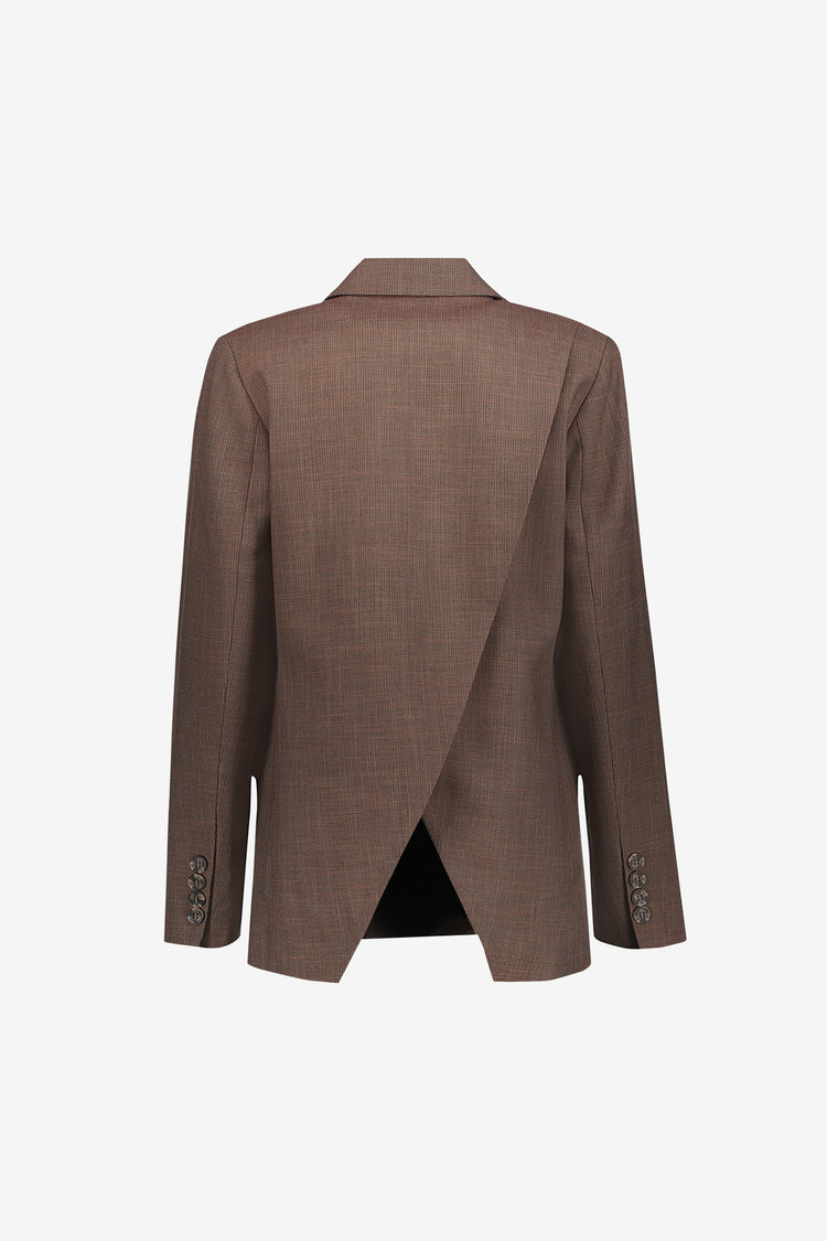 Geisha blazer met subtiel ruitdessin en splitdetail