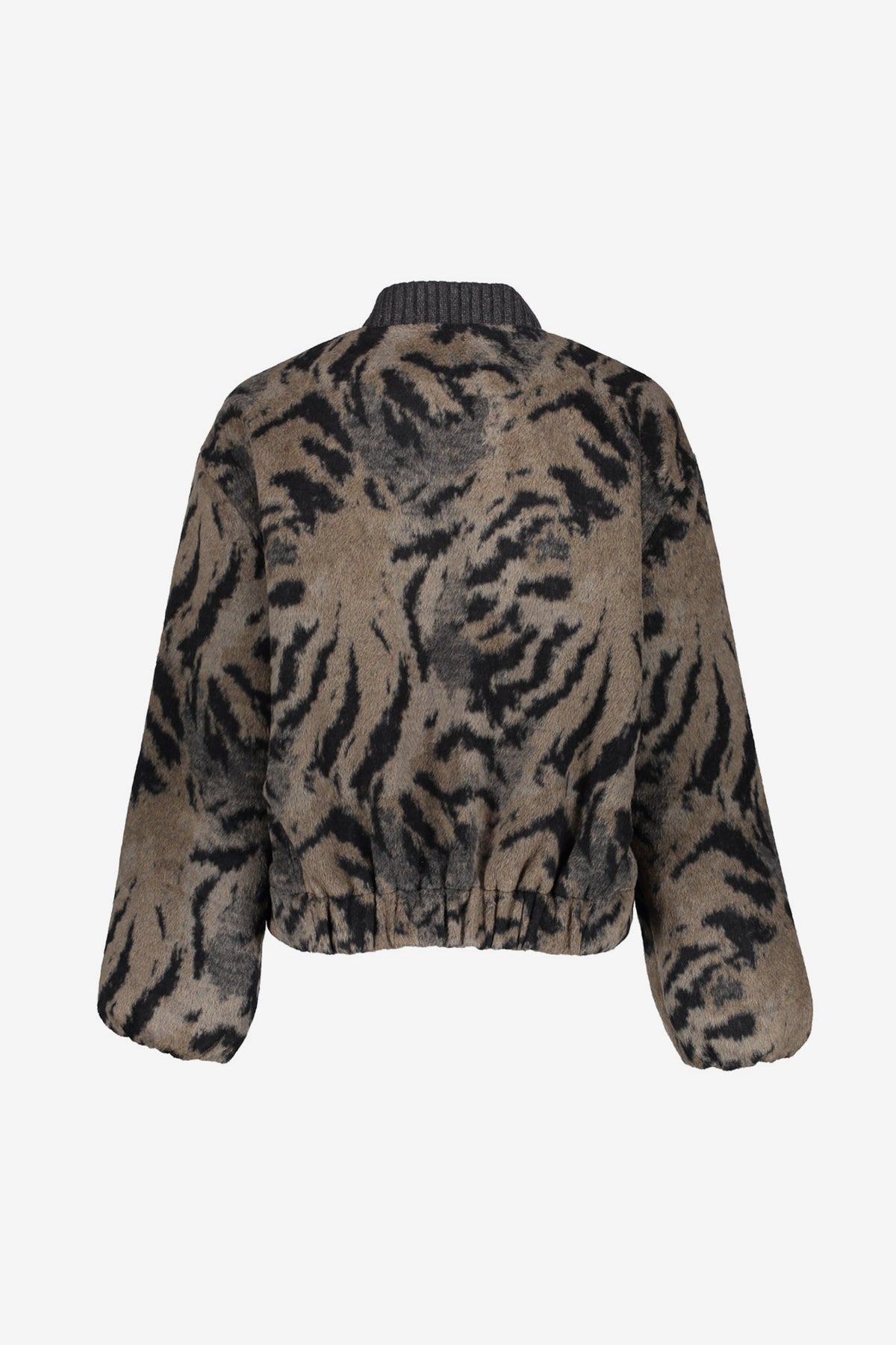 Geisha dames bomberjack met animal print en gebreide kraag