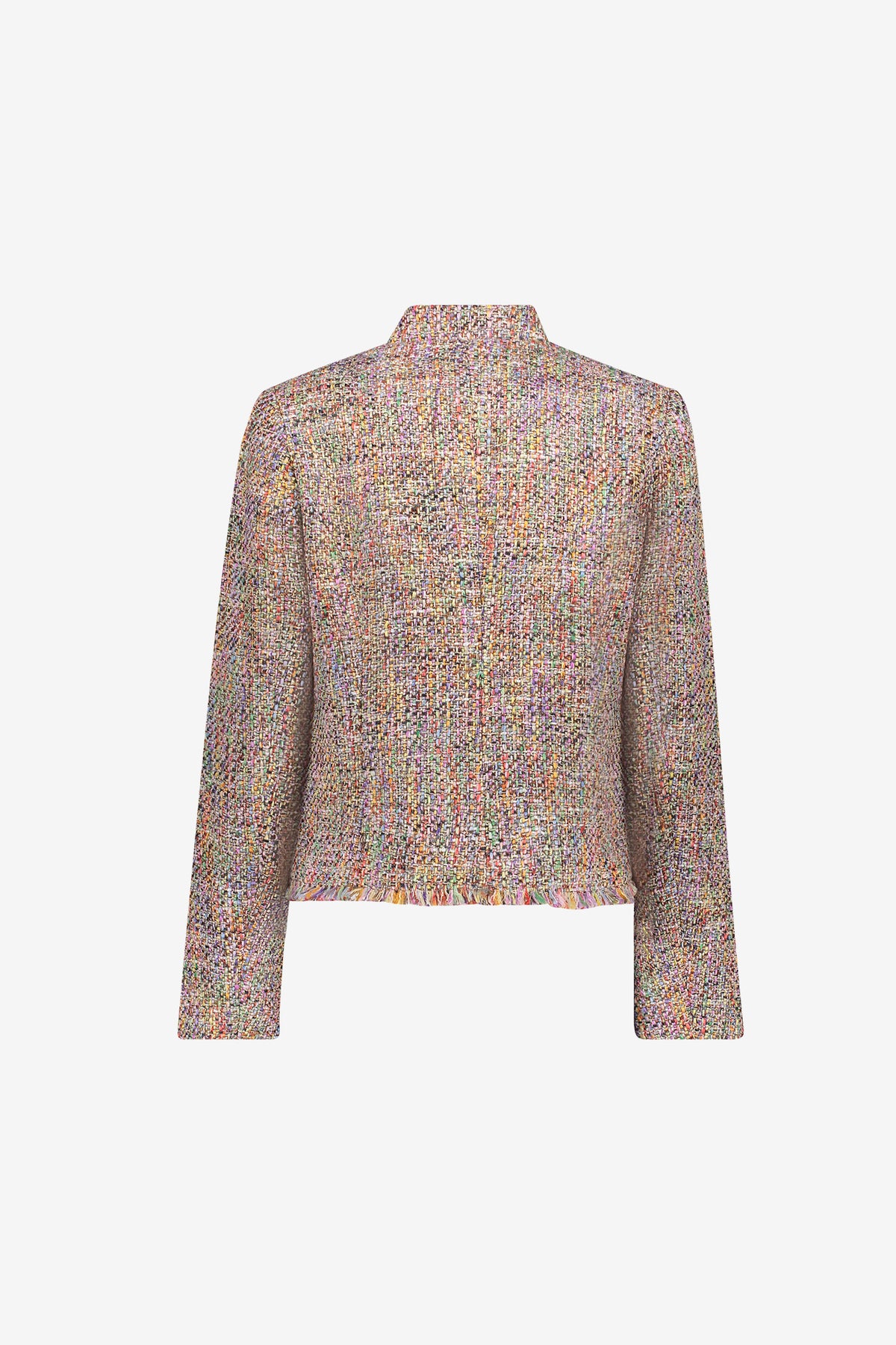 Geisha bouclé jasje in multicolor met sierknopen