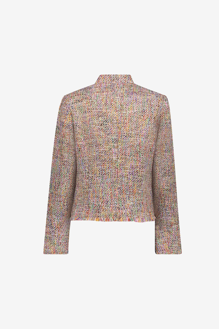 Geisha bouclé jasje in multicolor met sierknopen