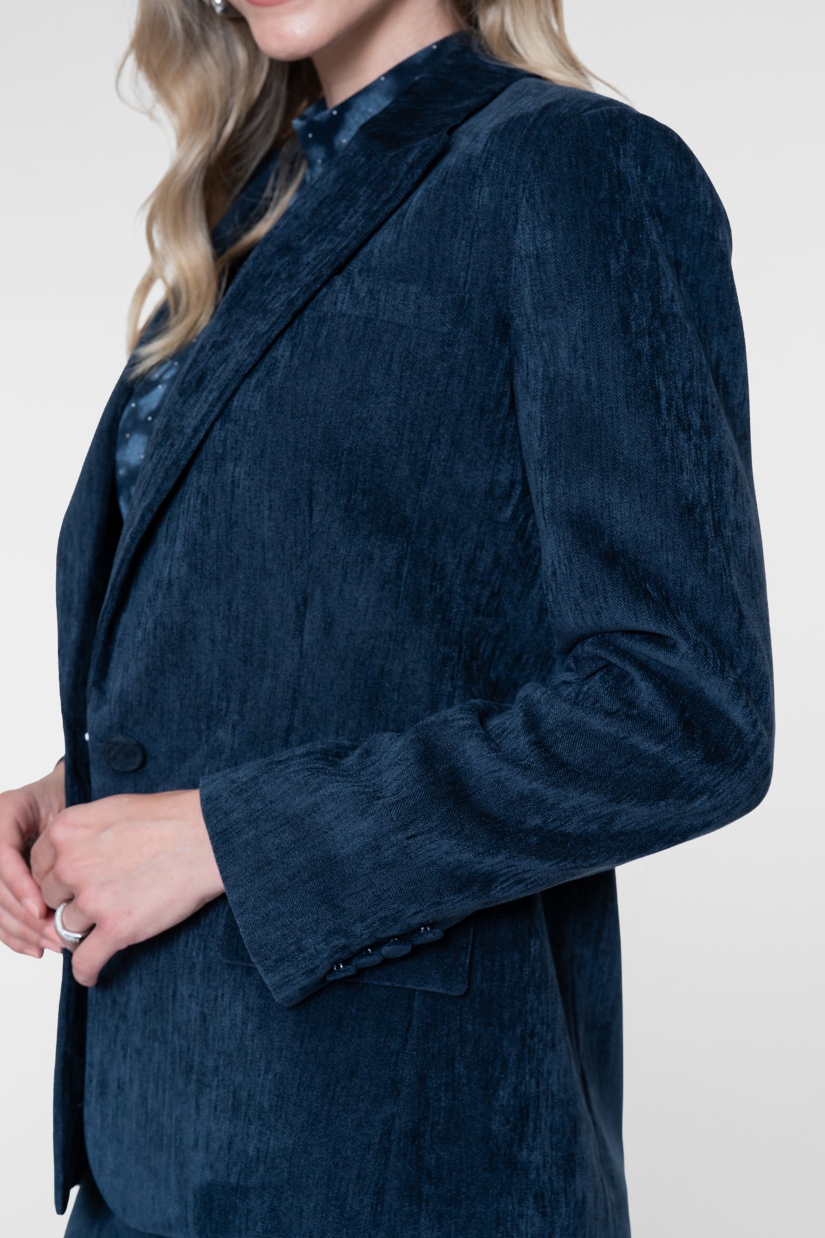 Geisha blazer met fluweelachtige structuur en reverskraag