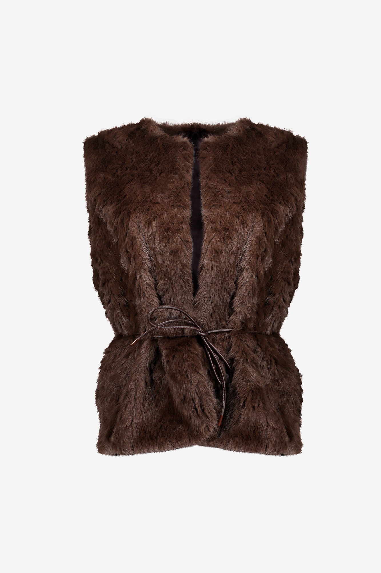 Geisha gilet van imitatiebont met strikceintuur