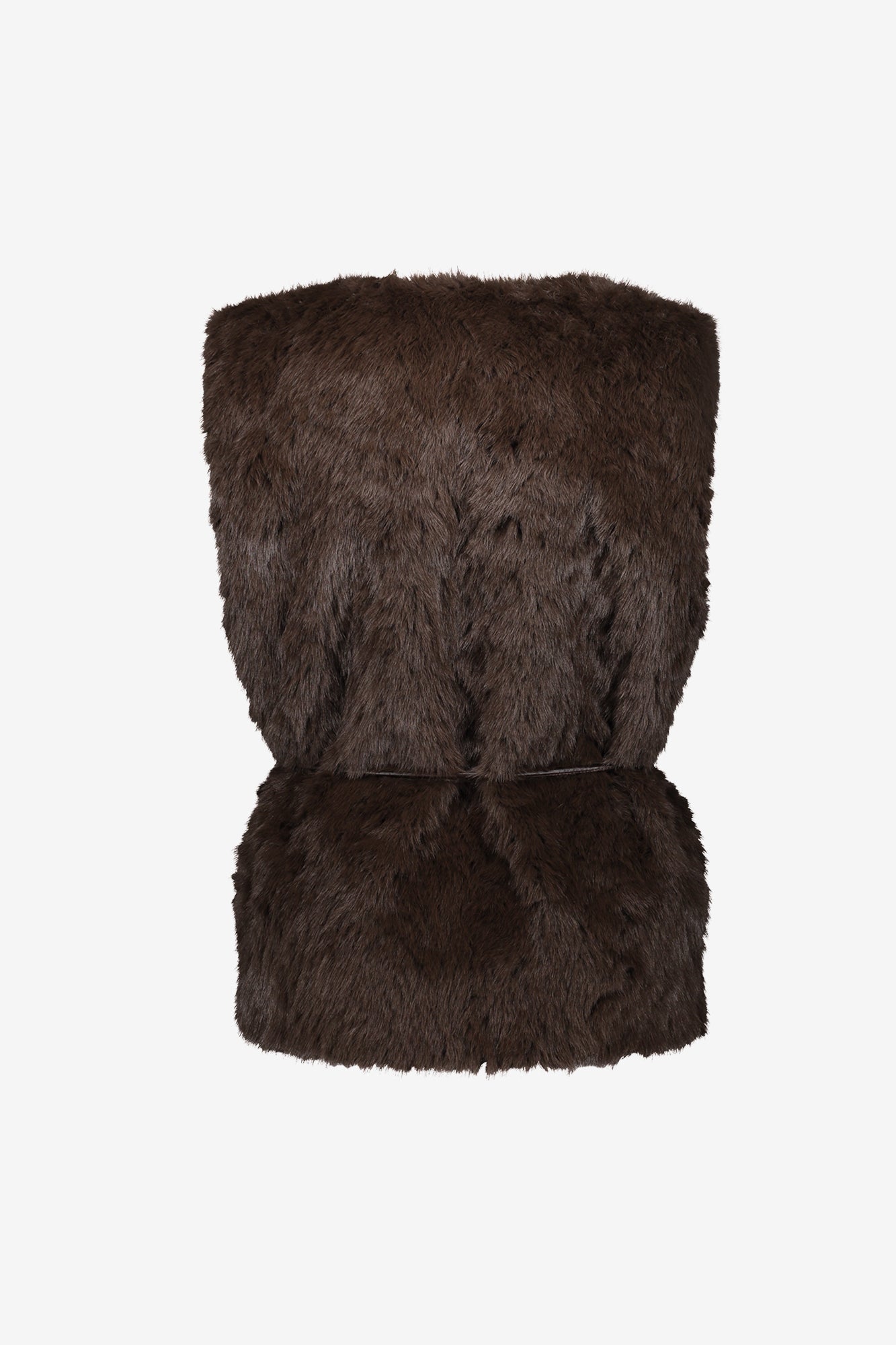 Geisha gilet van imitatiebont met strikceintuur
