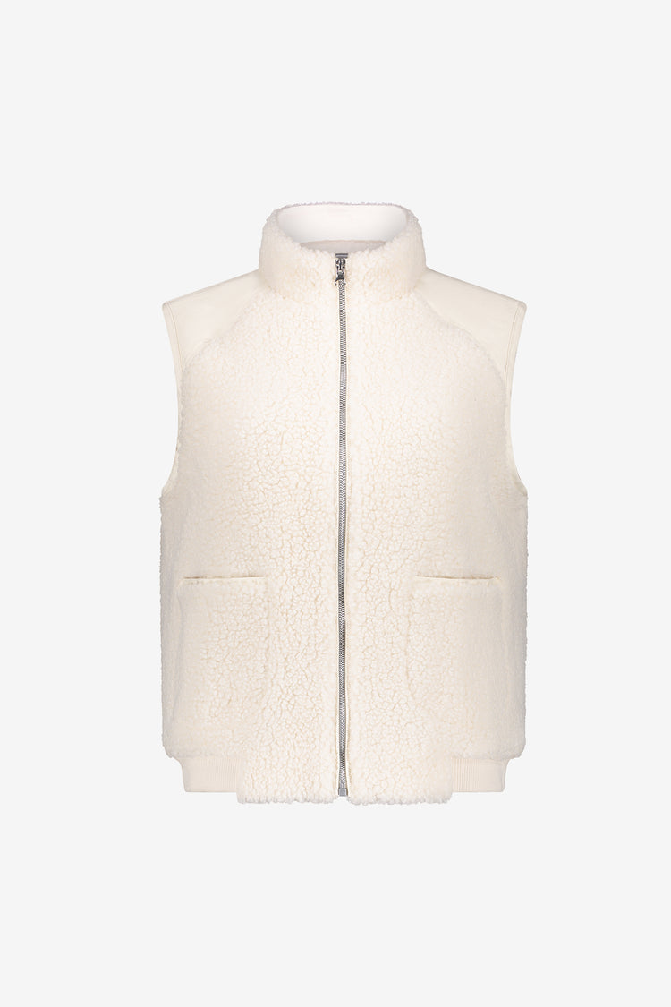 Geisha teddy bodywarmer met opstaande kraag