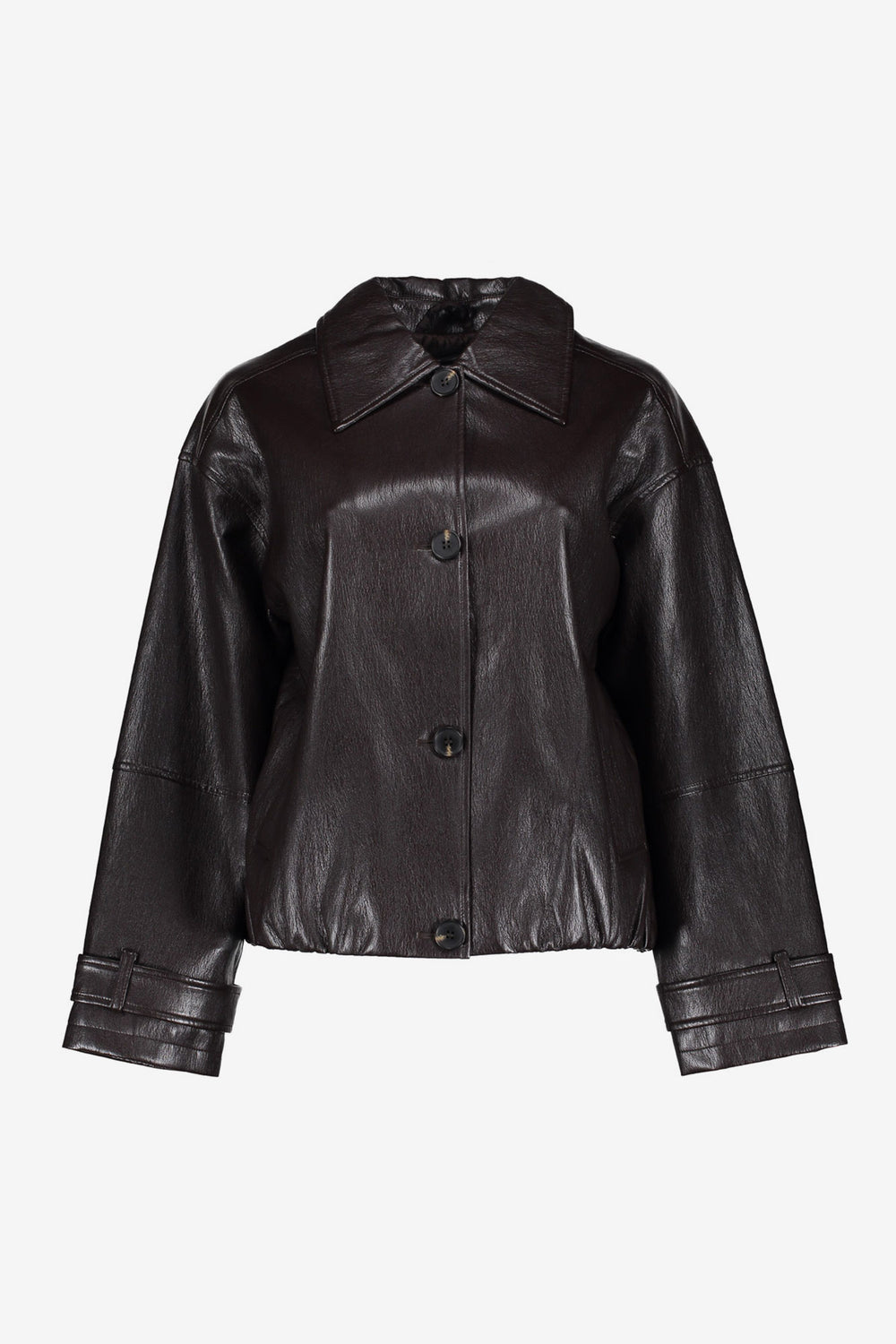 Geisha kort PU jack met stoere details en ballonfit