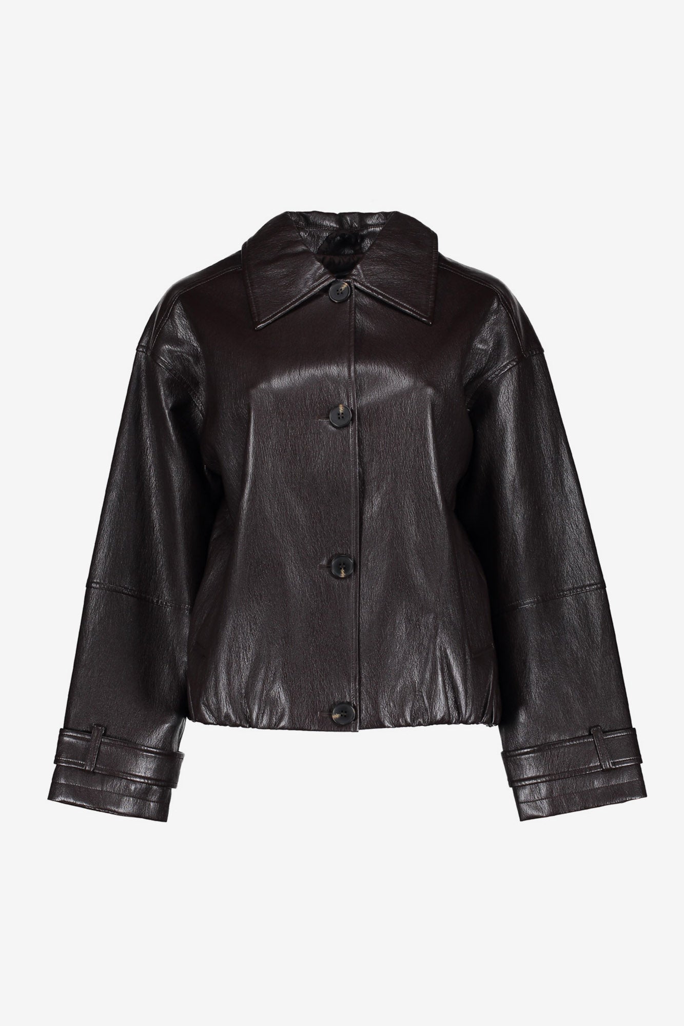 Geisha kort PU jack met stoere details en ballonfit