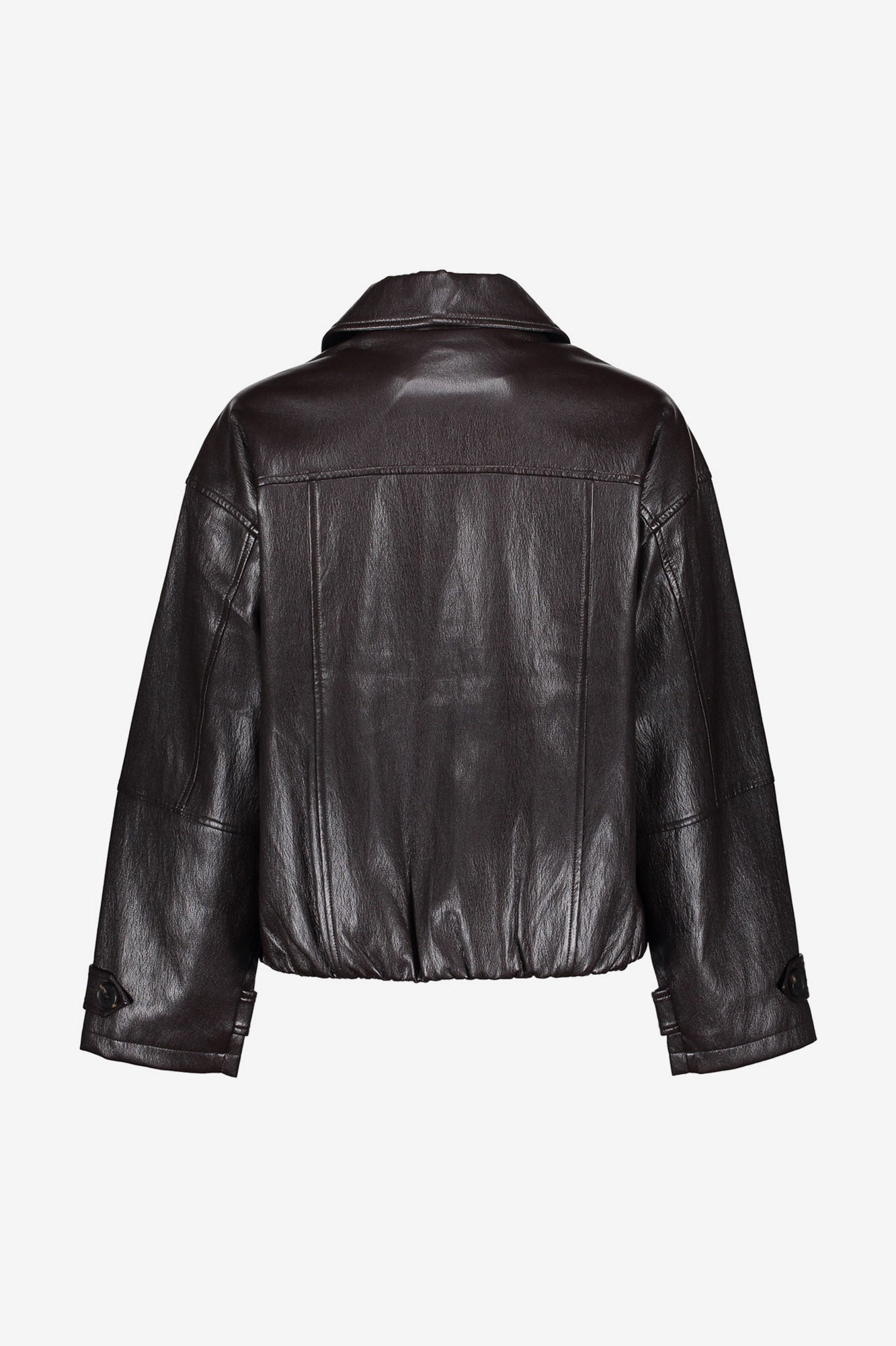 Geisha kort PU jack met stoere details en ballonfit