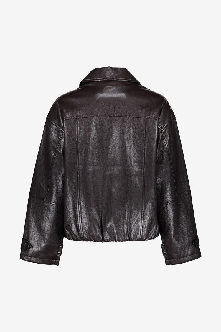 Geisha kort PU jack met stoere details en ballonfit