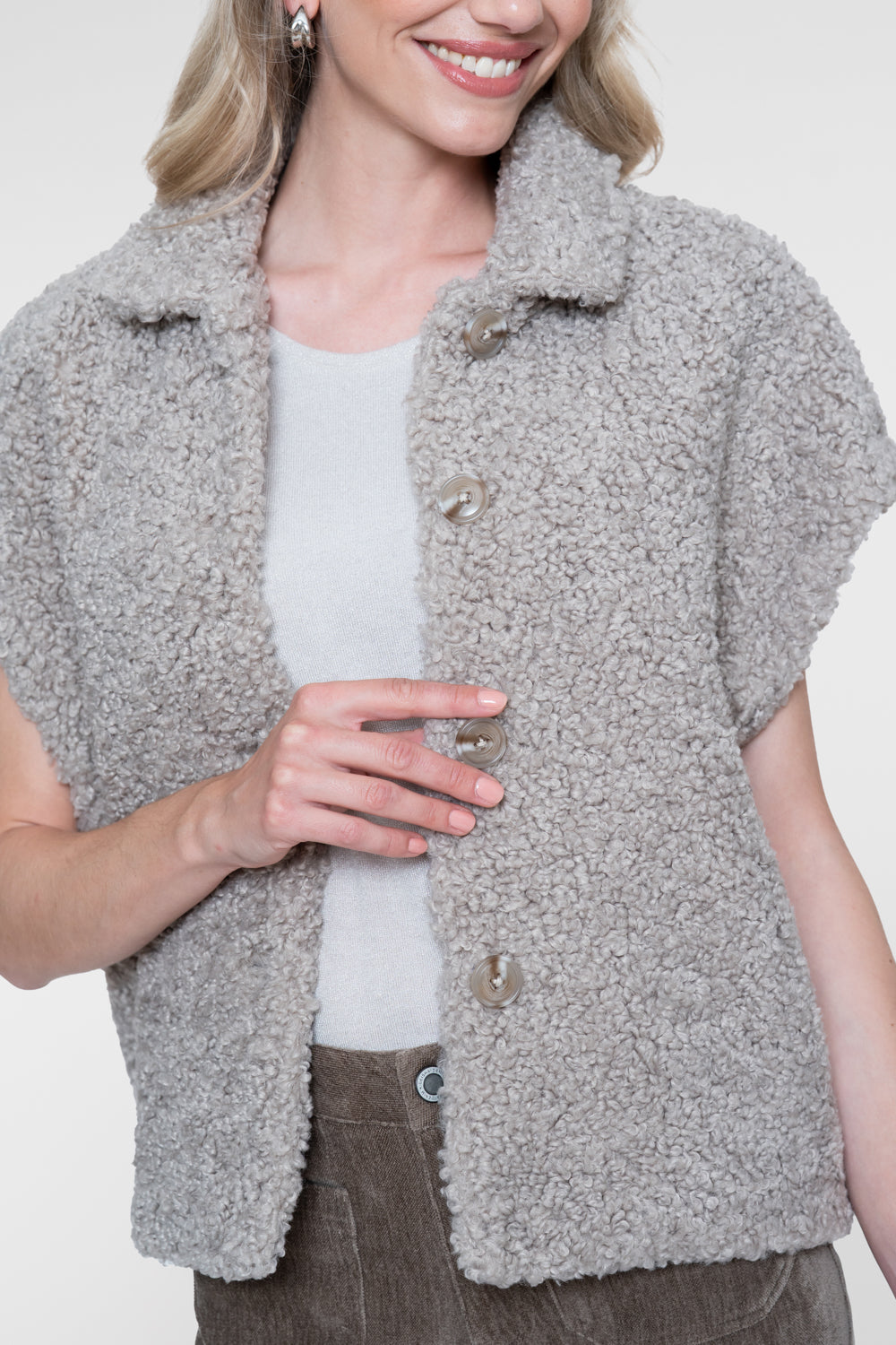 Geisha teddy gilet met kraag