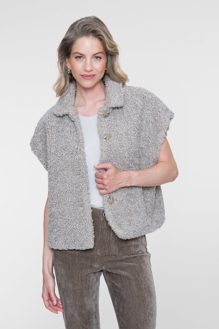 Geisha teddy gilet met kraag