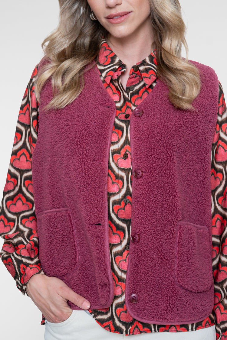 Geisha teddy gilet met knoopsluiting