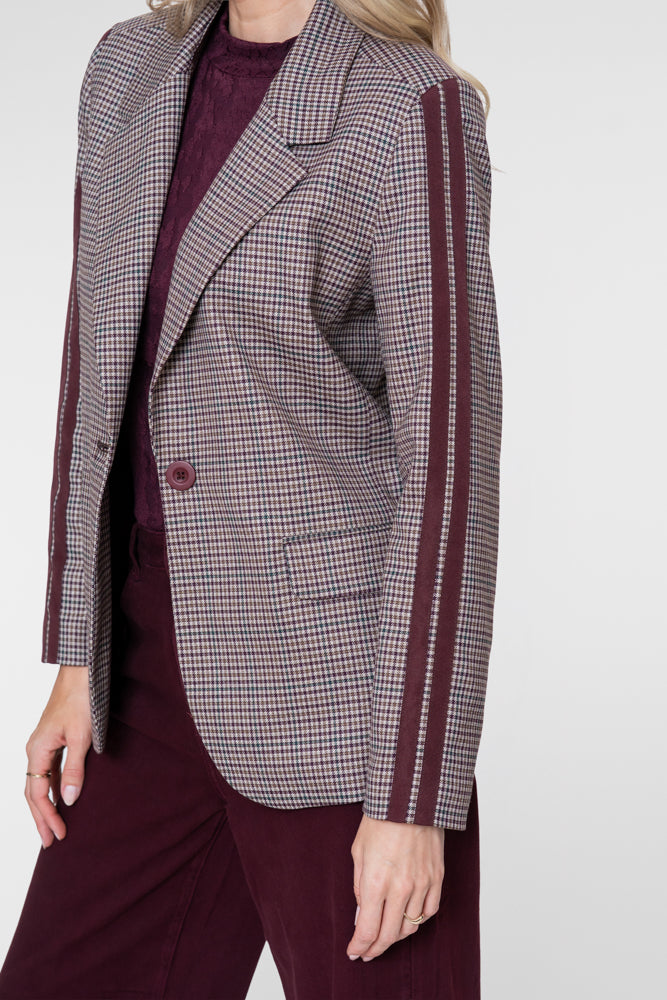 Geisha blazer met ruitdessin en sportieve strepen