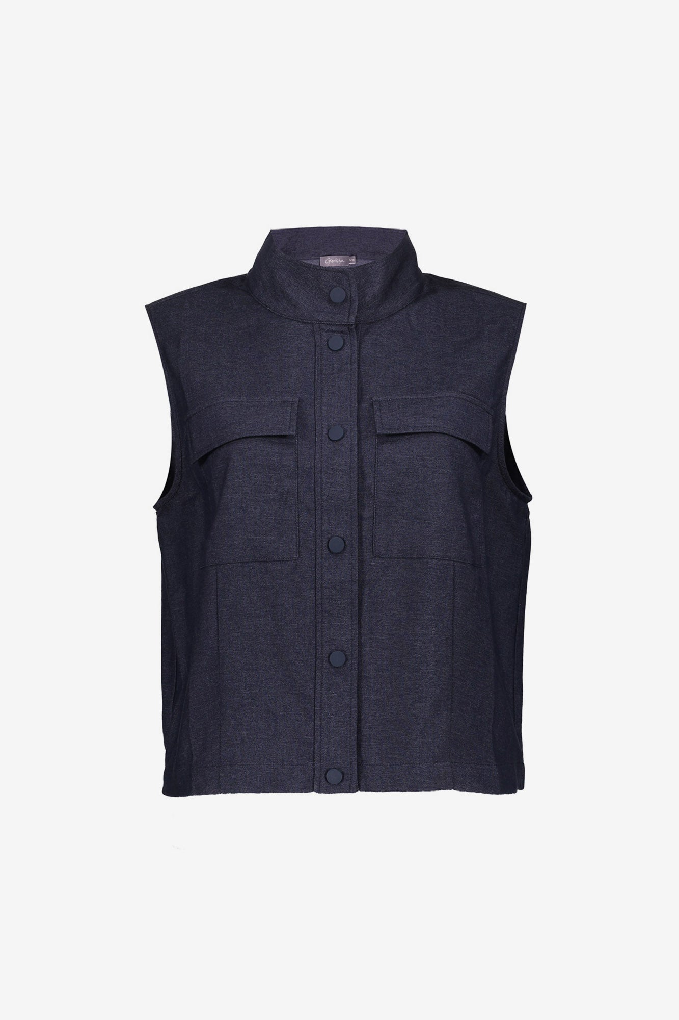 Geisha Gilet met opstaande kraag en utility details
