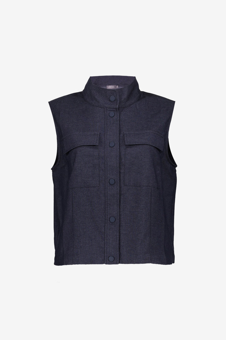 Geisha Gilet met opstaande kraag en utility details