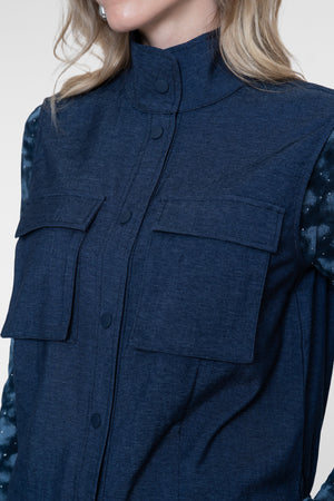 Geisha Gilet met opstaande kraag en utility details