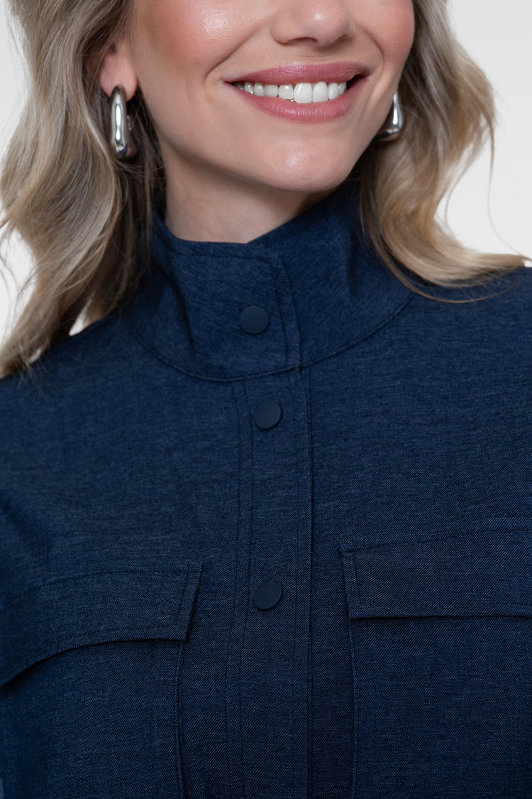 Geisha Gilet met opstaande kraag en utility details
