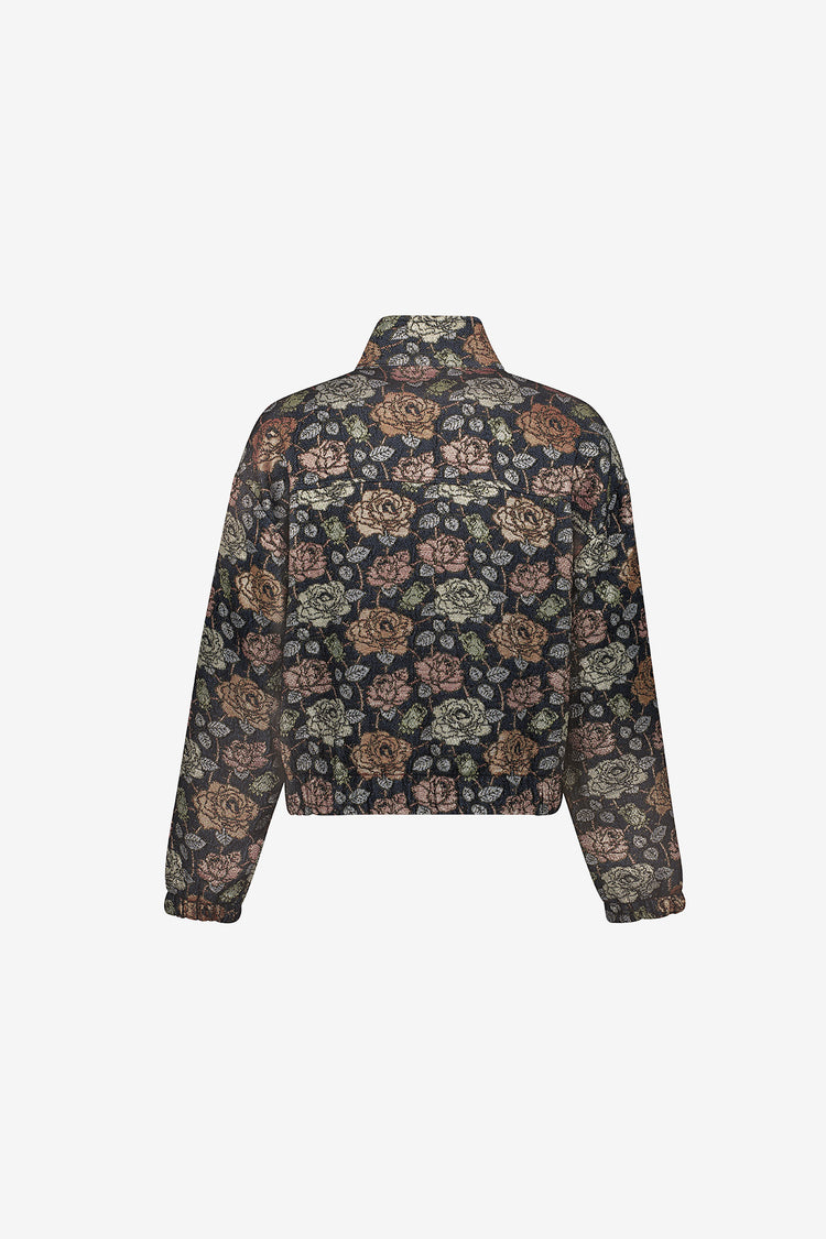 Geisha bomberjasje met bloemenprint en lurex details