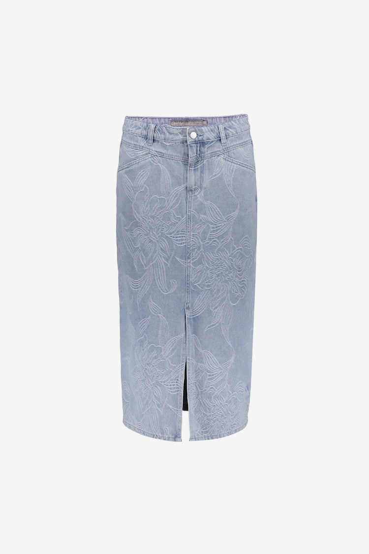 Geisha midi rok met jacquard en bloemdessin