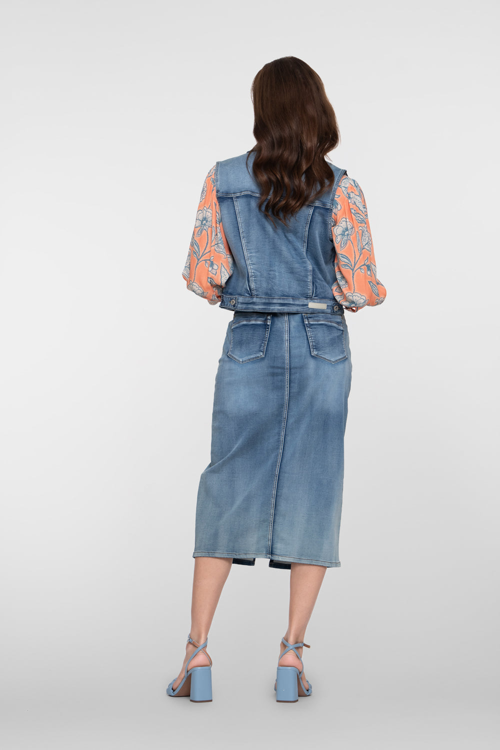 Geisha denim midi rok met split