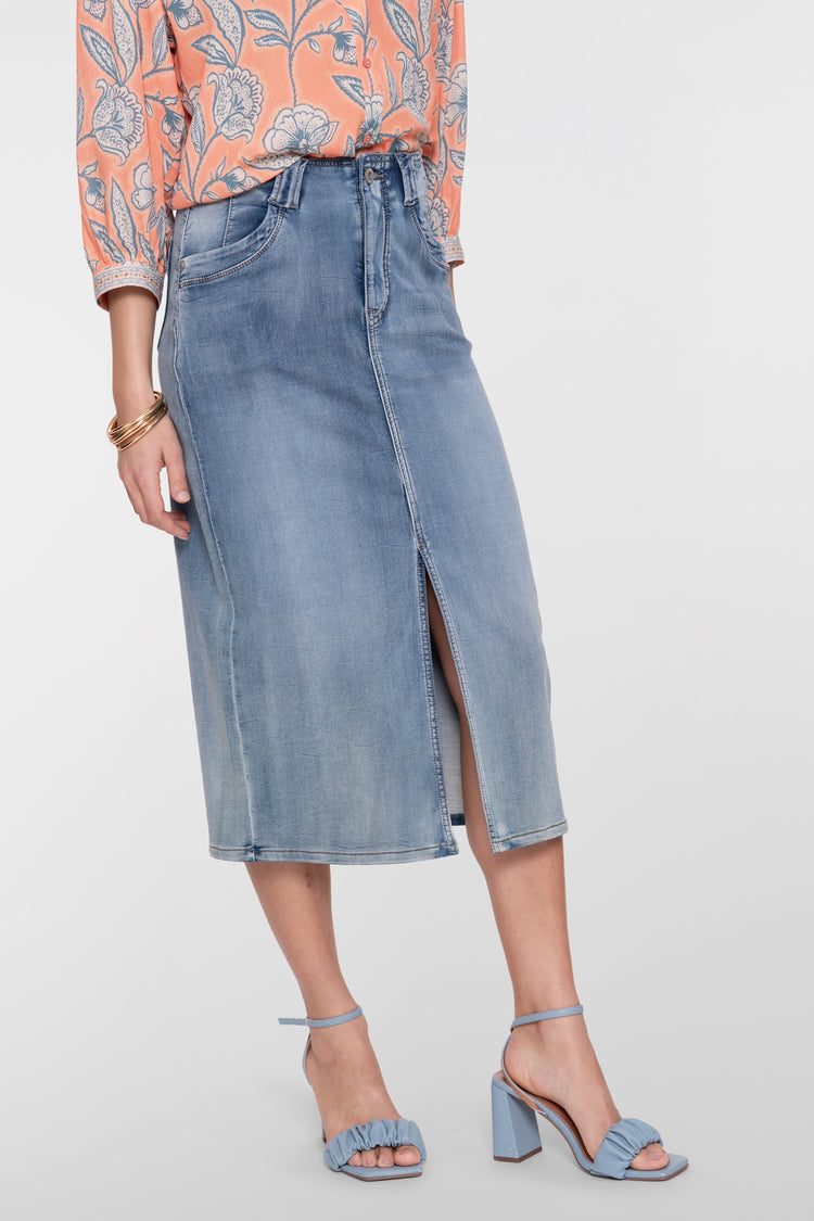 Geisha denim midi rok met split