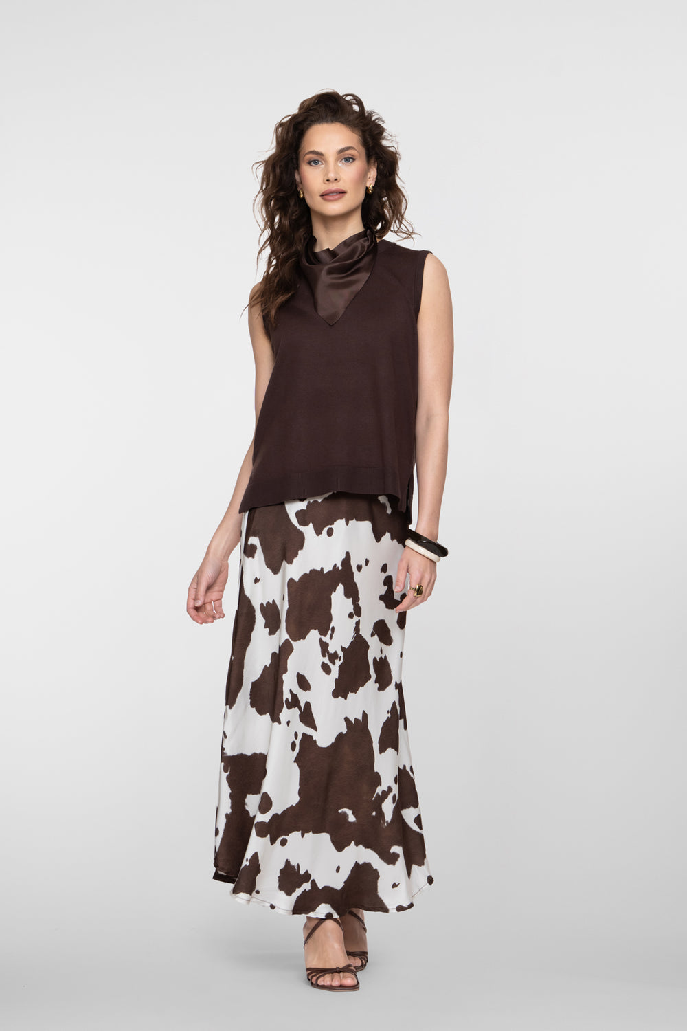 Geisha maxi rok cowprint