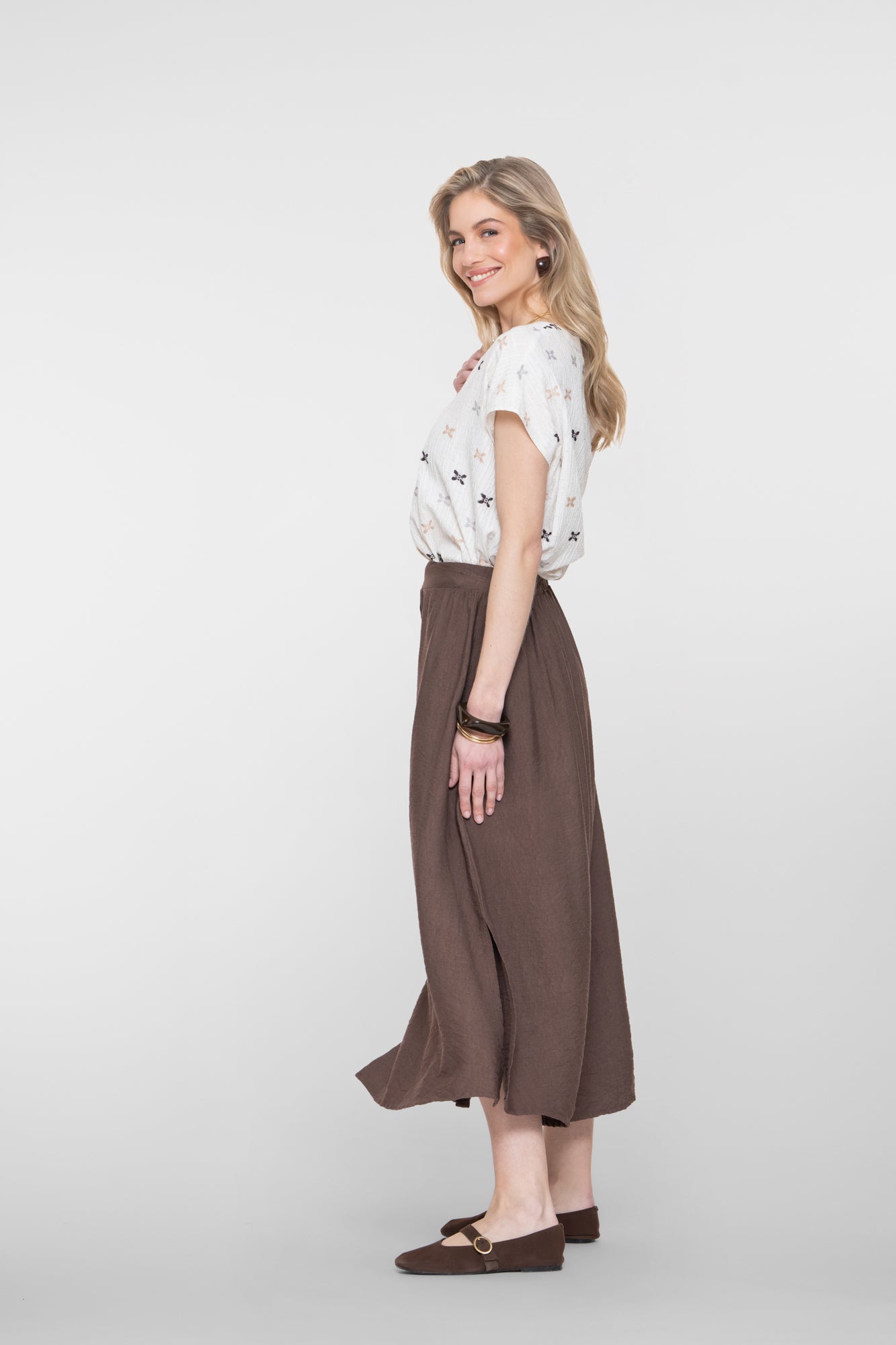Geisha midi rok met knoopdetail