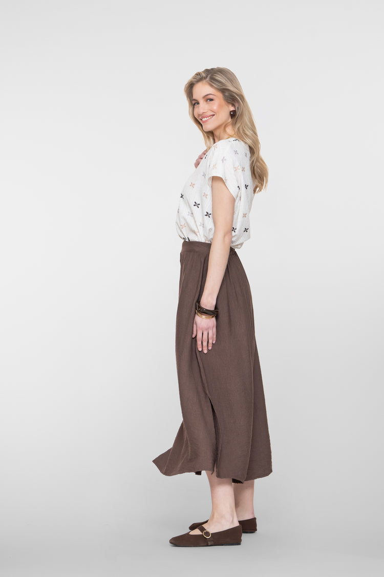 Geisha midi rok met knoopdetail