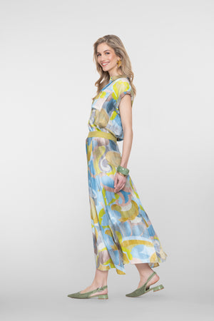 Geisha maxi rok met print en elastische tailleband