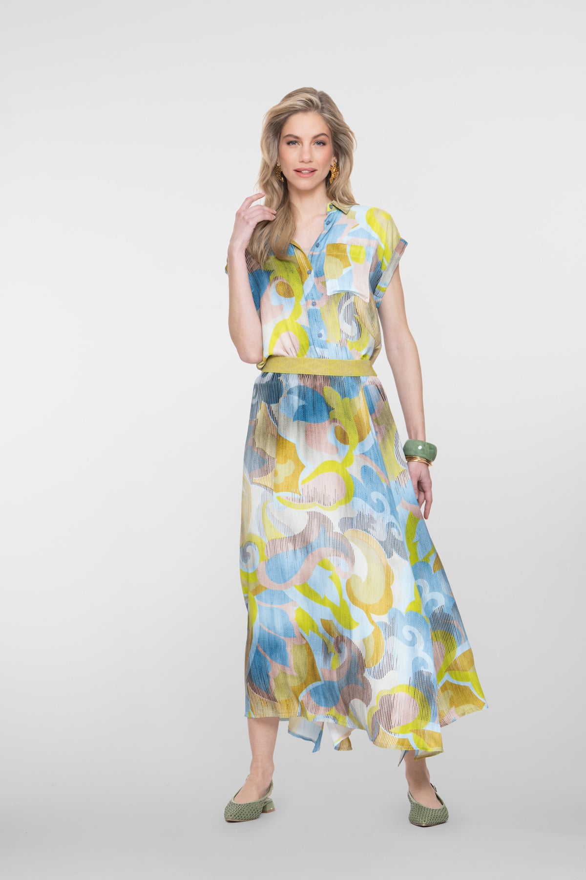 Geisha maxi rok met print en elastische tailleband – Shop de look