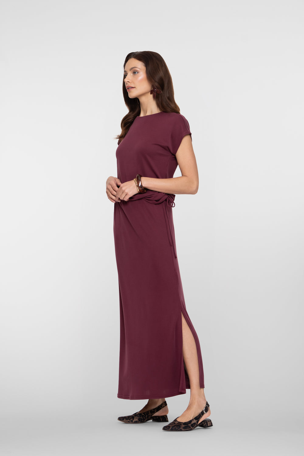Geisha maxi rok in jersey met elegante zijsplitjes