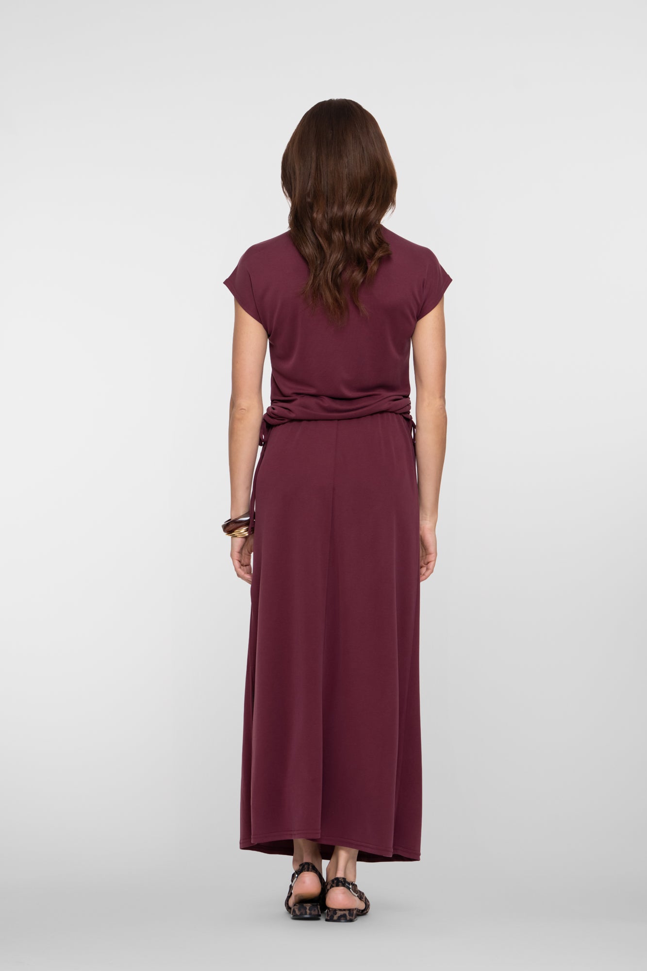 Geisha maxi rok in jersey met elegante zijsplitjes