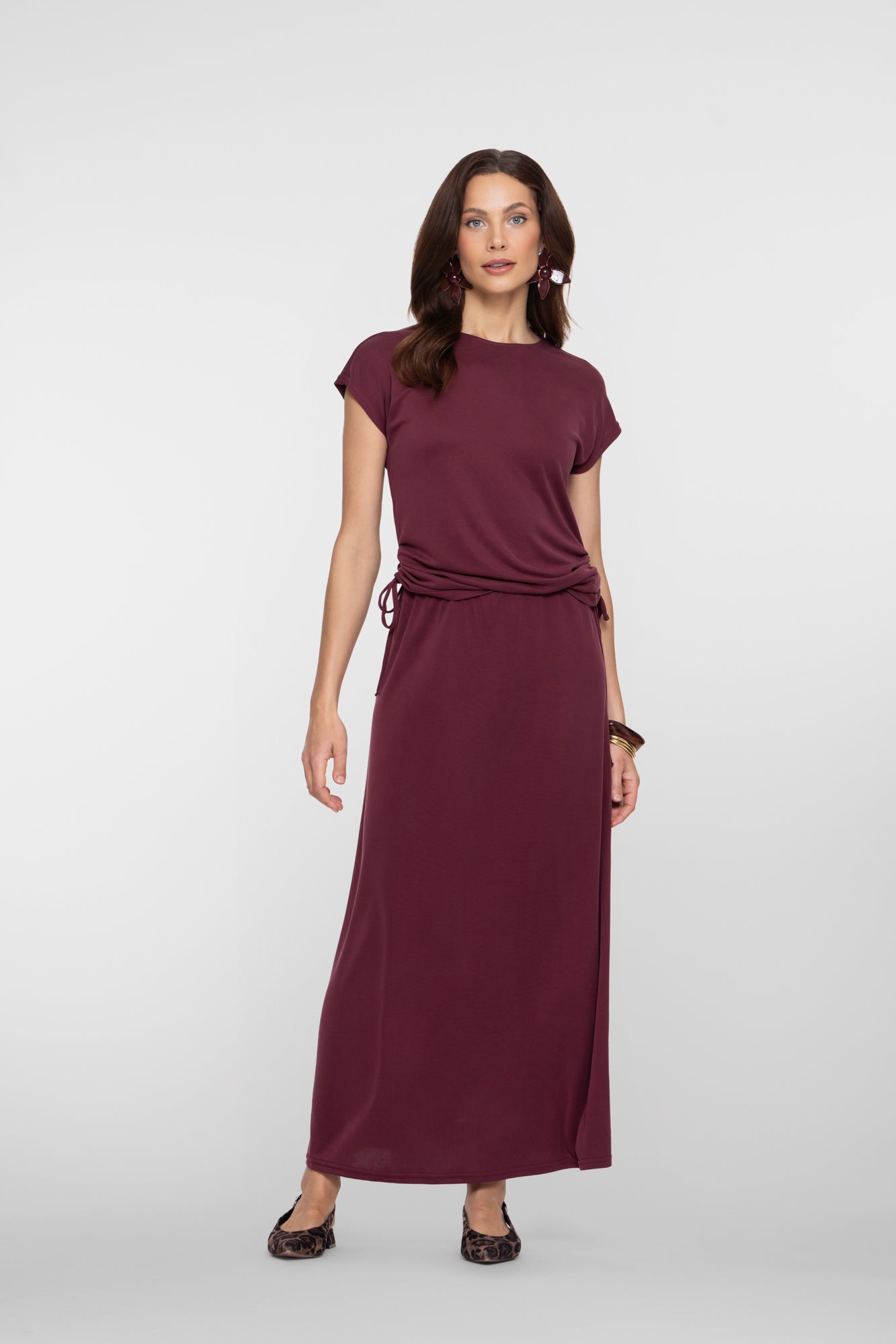 Geisha maxi rok in jersey met elegante zijsplitjes