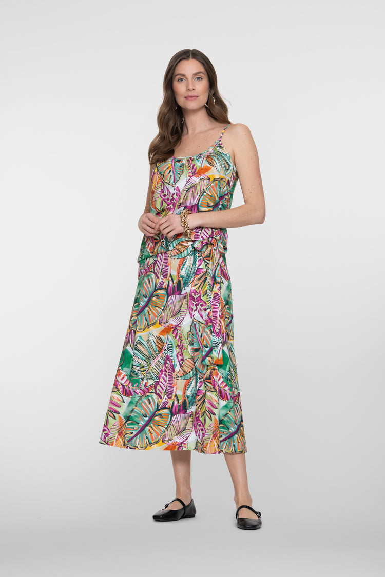 Geisha rok met bladprint en strikdetail