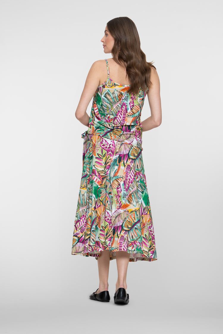 Geisha rok met bladprint en strikdetail