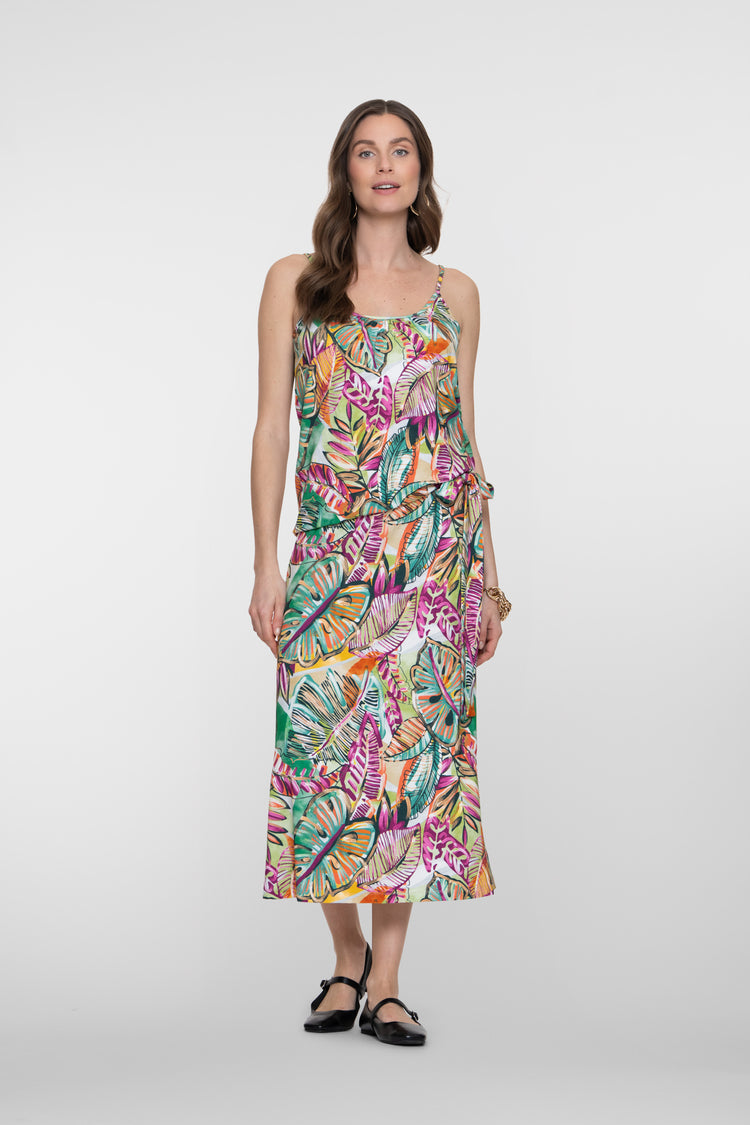 Geisha rok met bladprint en strikdetail