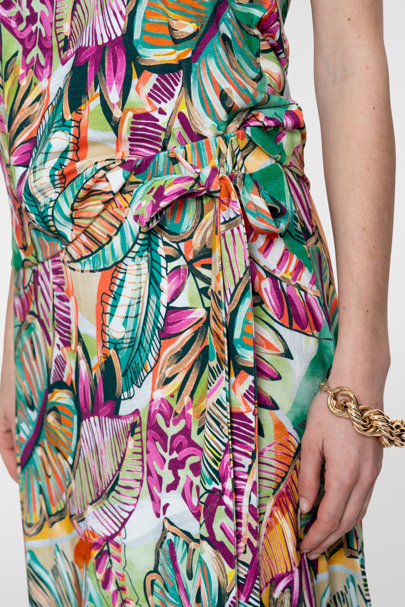 Geisha rok met bladprint en strikdetail
