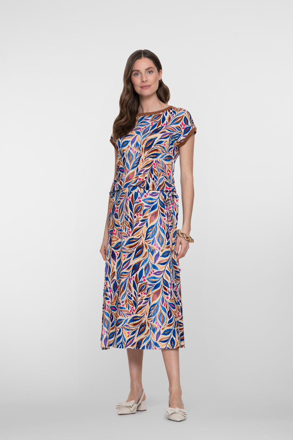 Geisha rok met bladprint en strikdetail