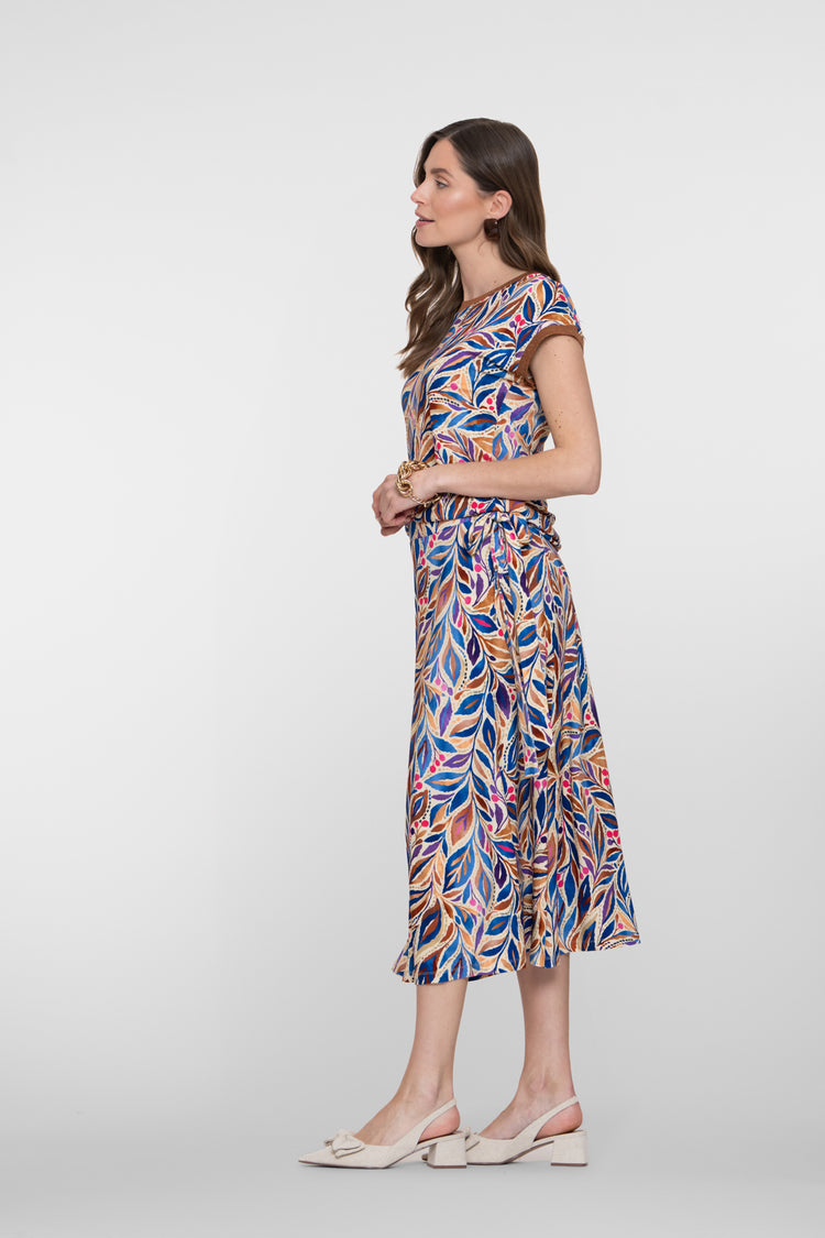Geisha rok met bladprint en strikdetail