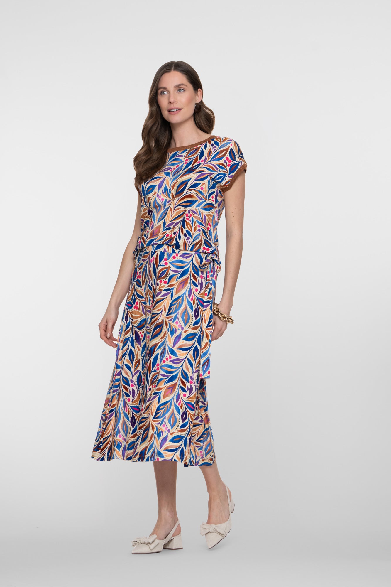 Geisha rok met bladprint en strikdetail