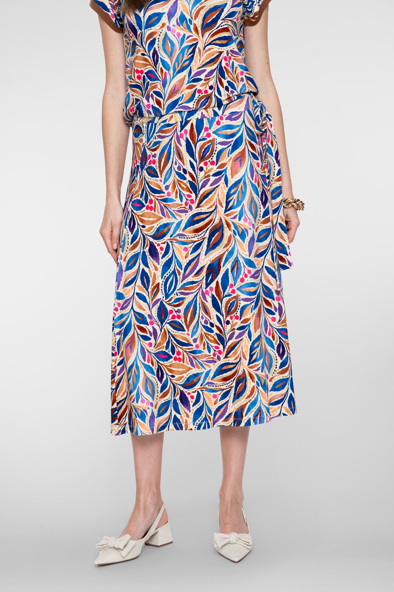 Geisha rok met bladprint en strikdetail