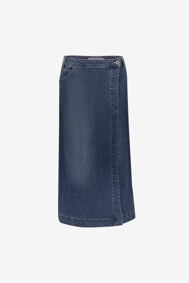 Geisha denim midi overslagrok