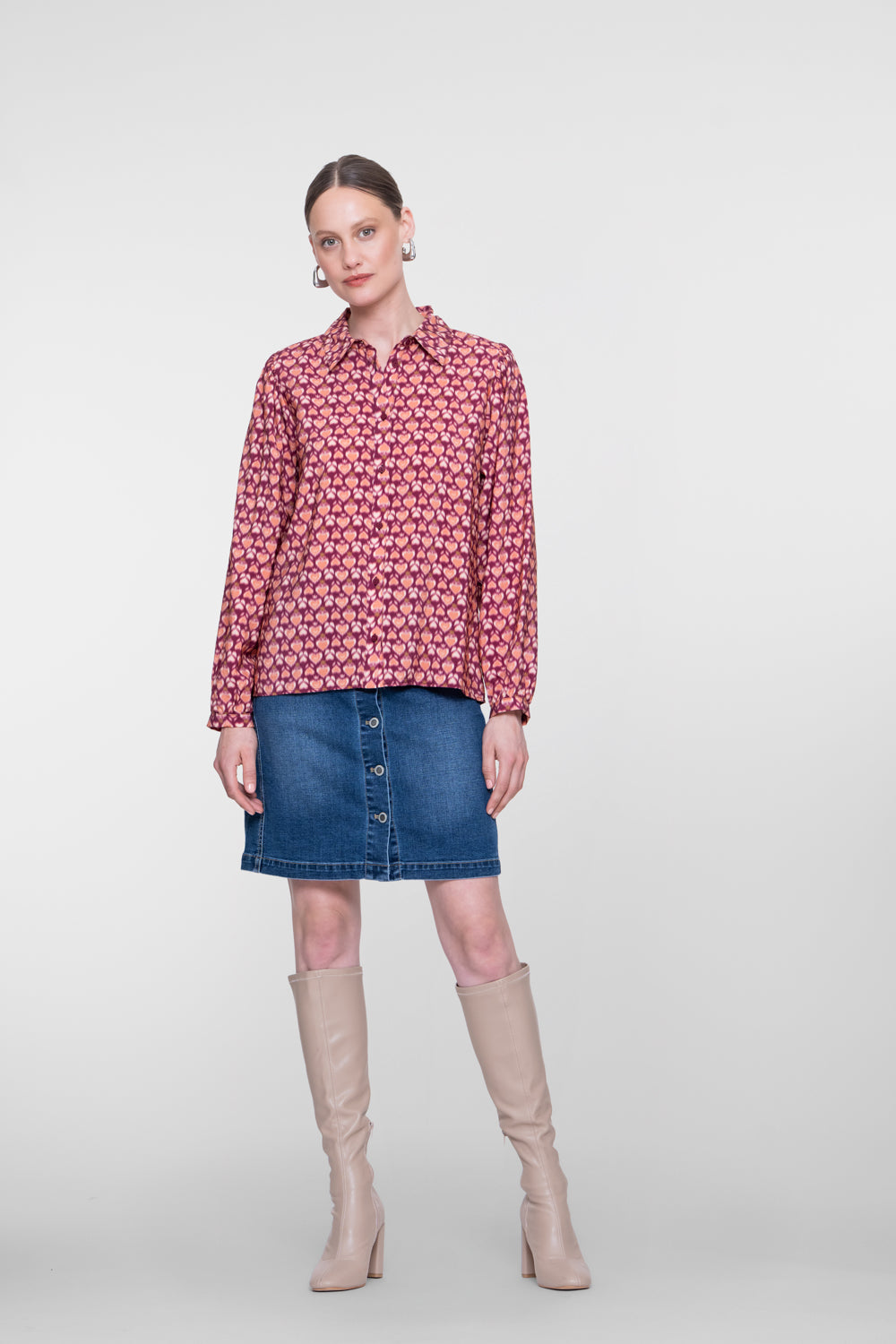 Geisha denim rok met knoopsluiting