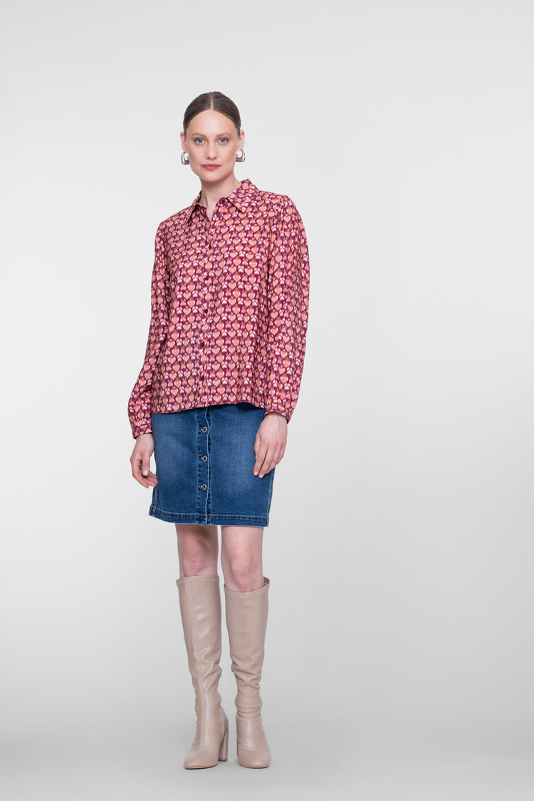 Geisha denim rok met knoopsluiting