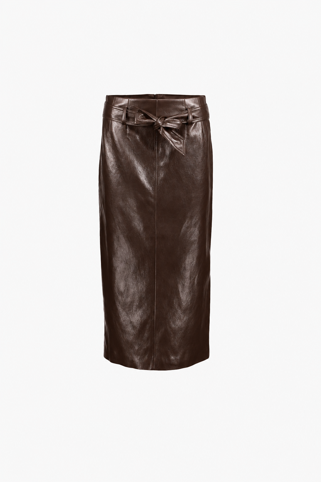 Geisha midi rok met leather look en strikdetail