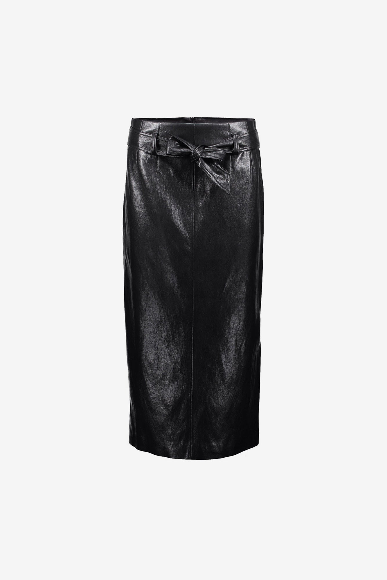 Geisha midi rok met leather look en strikdetail