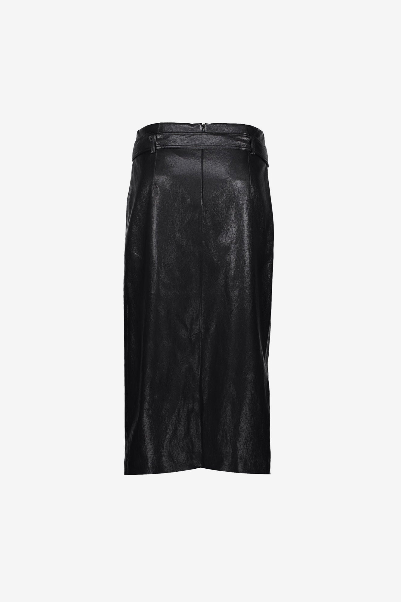 Geisha midi rok met leather look en strikdetail
